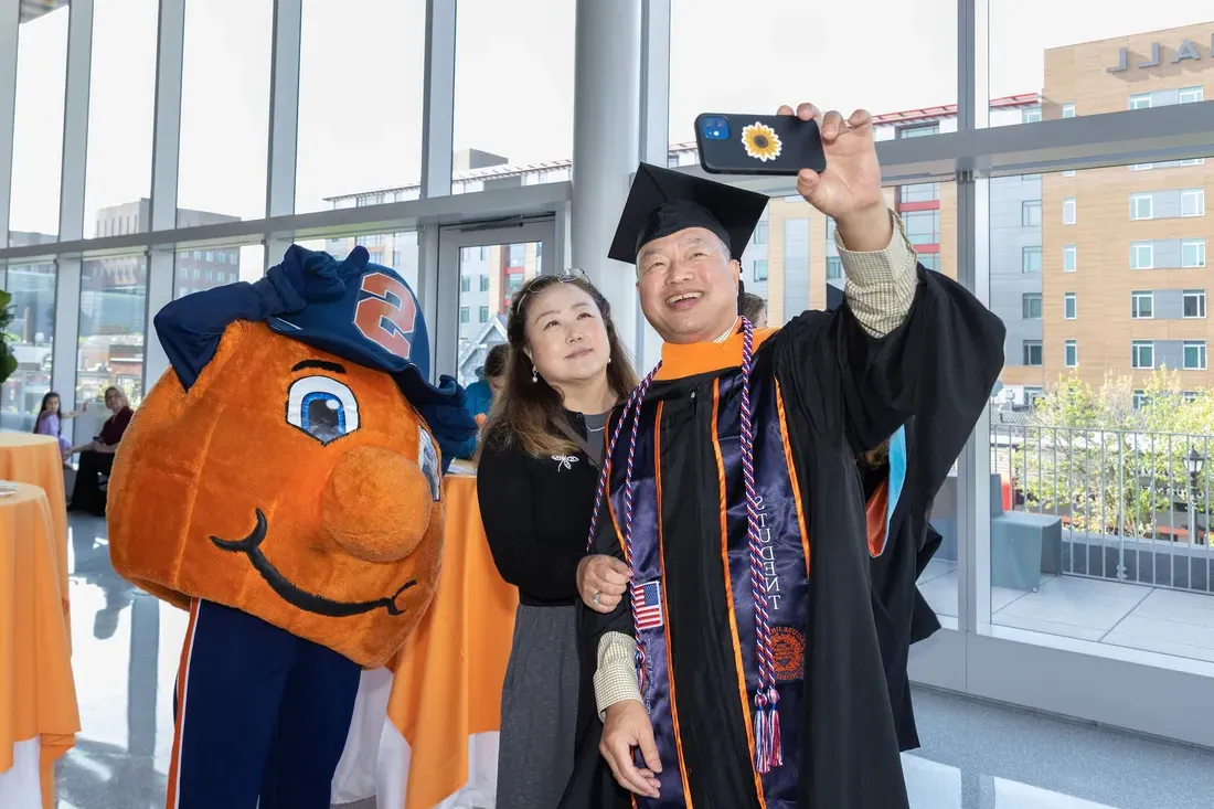 A student veteran at graduation.